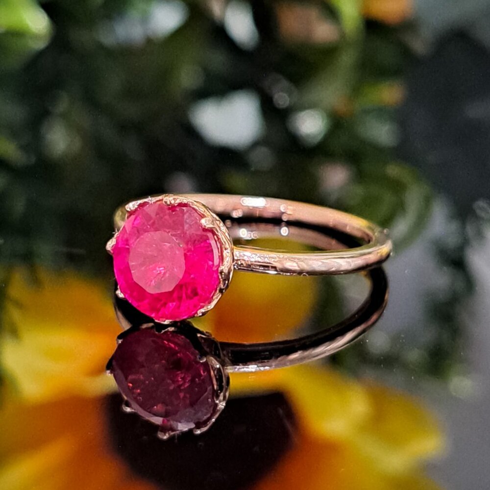 Ruby 14k Yellow Solid Gold Ring, Size 6 3/4, Free… - image 3